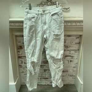 White ripped mom jeans